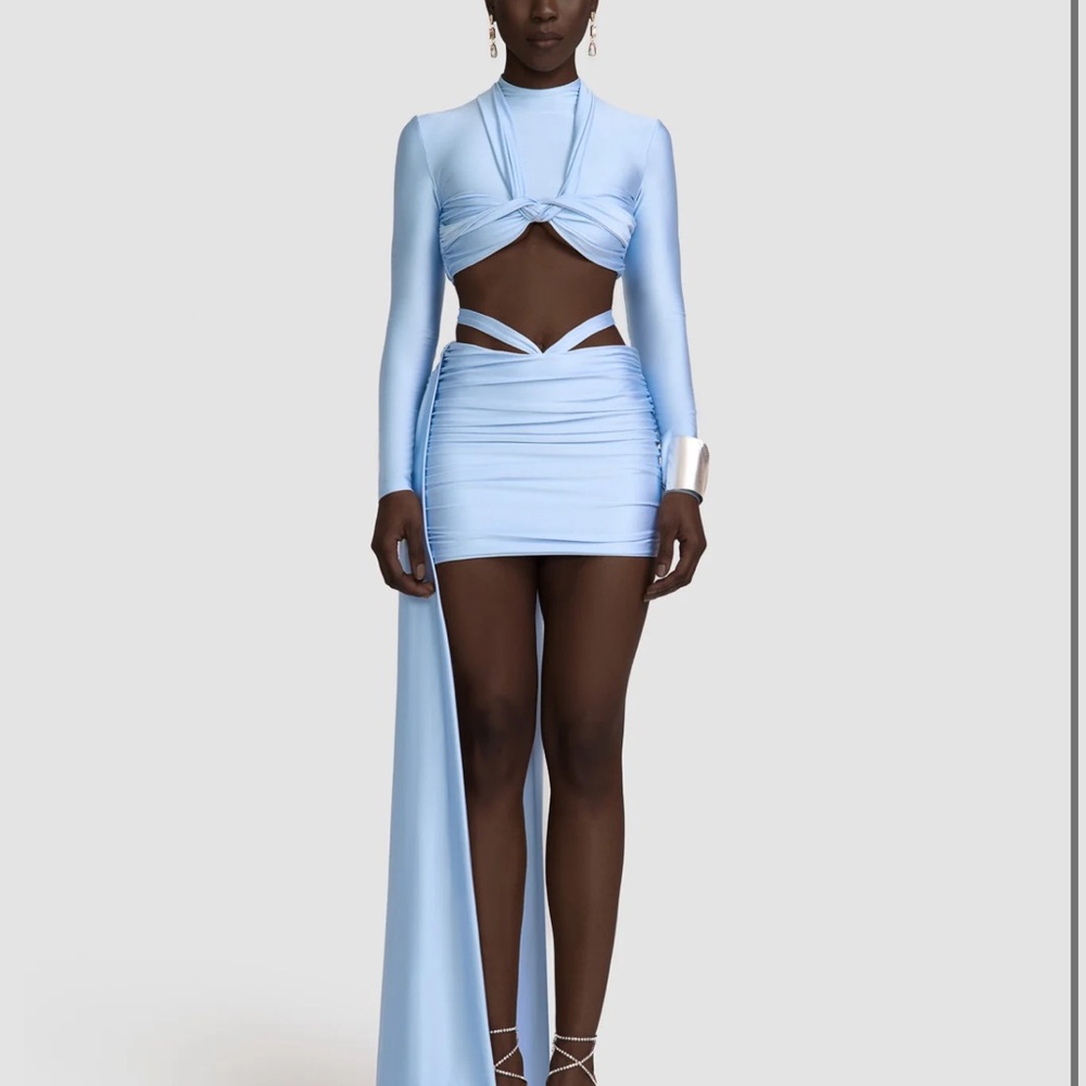 BBX Brand KESH LONG SLEEVE CROP & SKIRT - ICED GLACIER